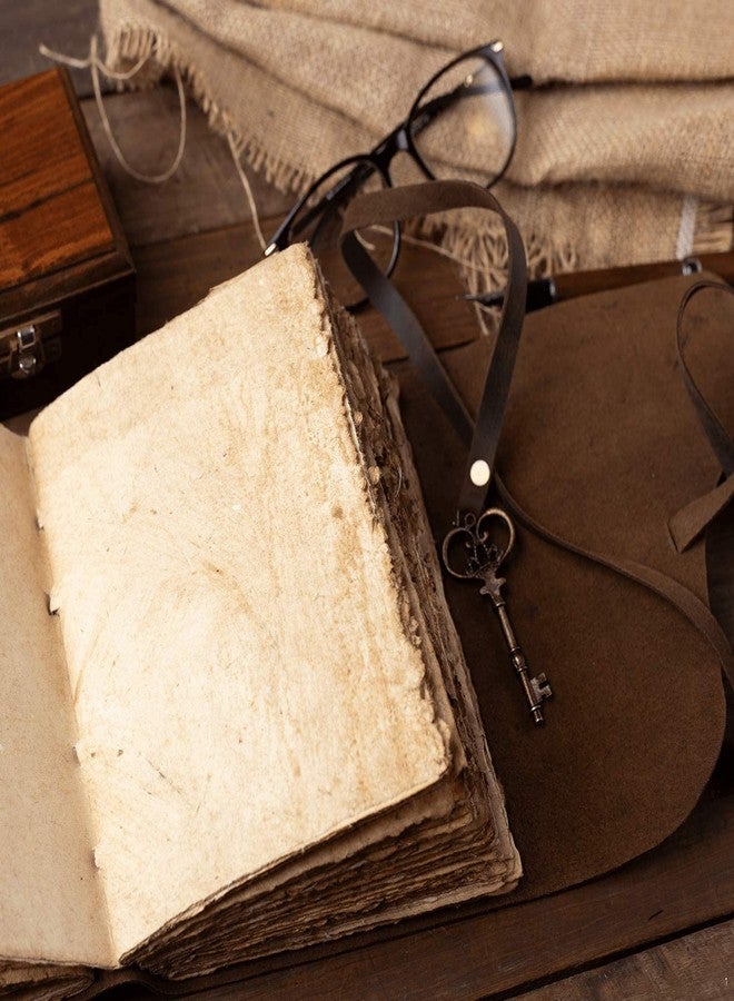 TUZECH Vintage Leather Journal - Antique Handmade Deckle Edge Vintage Paper Leather Bound Journal - Book of Shadows Journal - Leather Sketchbook - Drawing Journal (7x5 Inches) (Brown) - Image 4